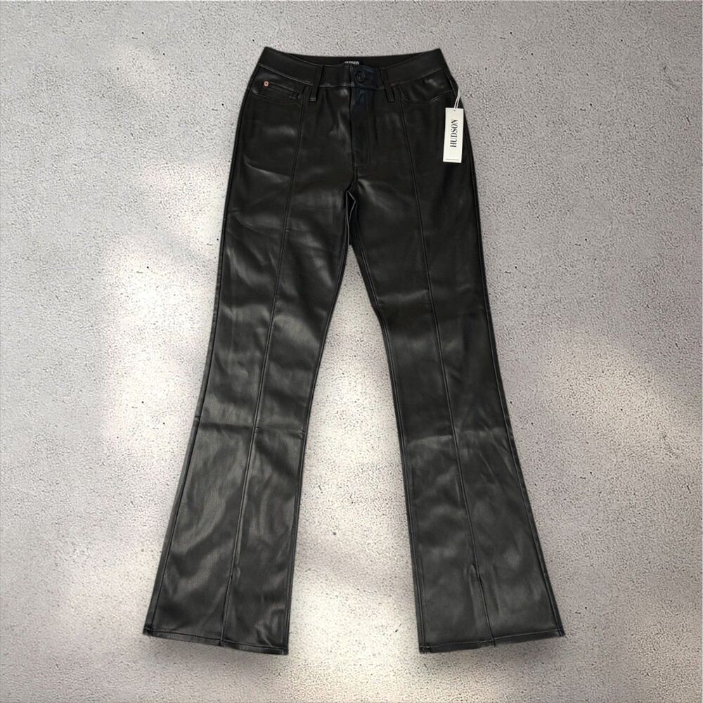 NWT HUDSON Blair High Rise Bootcut Jeans Women's 26 Black Luxury Chic Split Hem
